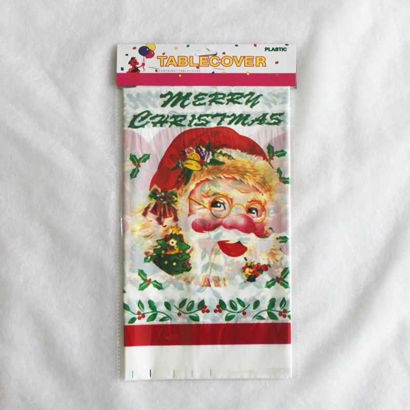 Fata de masa dreptunghiulara Flippy, PVC, 2.5 mm grosime, imprimeu Mos Craciun, potrivit pentru Craciun, utilizare multipla, 180 x 108 cm, alb [2]
