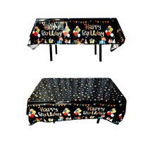 Fata de Masa, Flippy, din Folie, Imprimeu Happy Birthday cu Baloane, 137 x 183 cm, Negru [3]