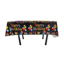 Fata de Masa, Flippy, din Folie, Imprimeu Happy Birthday cu Baloane, 137 x 183 cm, Negru [5]