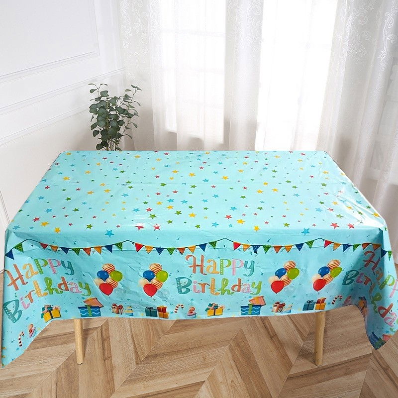 Fata de Masa, Flippy, din Folie, Imprimeu Happy Birthday cu Baloane, 137 x 274 cm, Albastru [2]