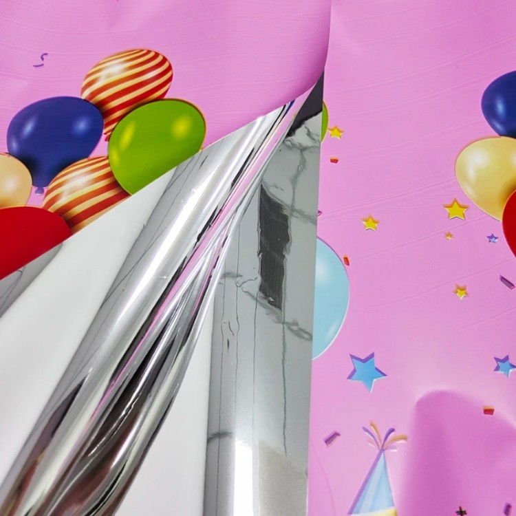 Fata de Masa, Flippy, din Folie, Imprimeu Happy Birthday cu Baloane, 137 x 274 cm, Roz [2]