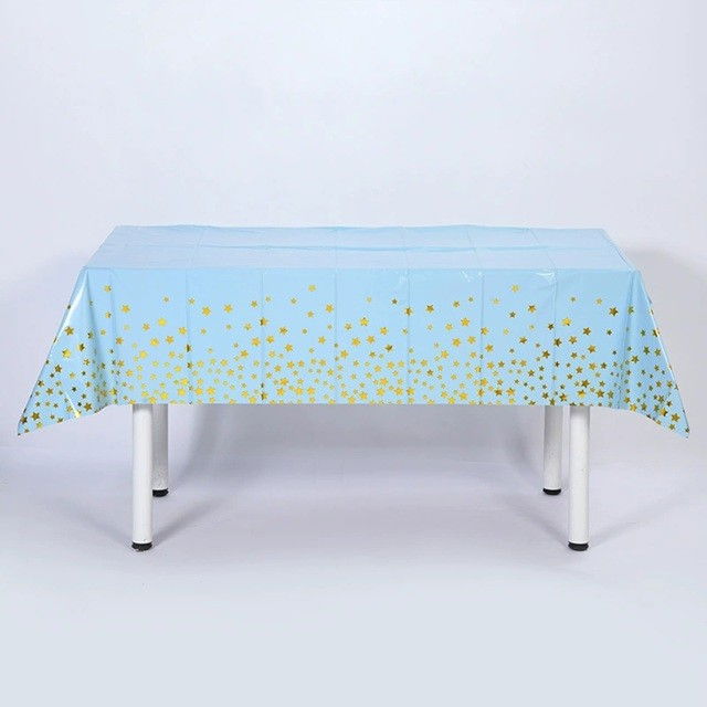 Fata de Masa, Flippy, din Folie, Imprimeu Stele Aurii, Impermeabila, 137 x 274 cm, Albastru [3]