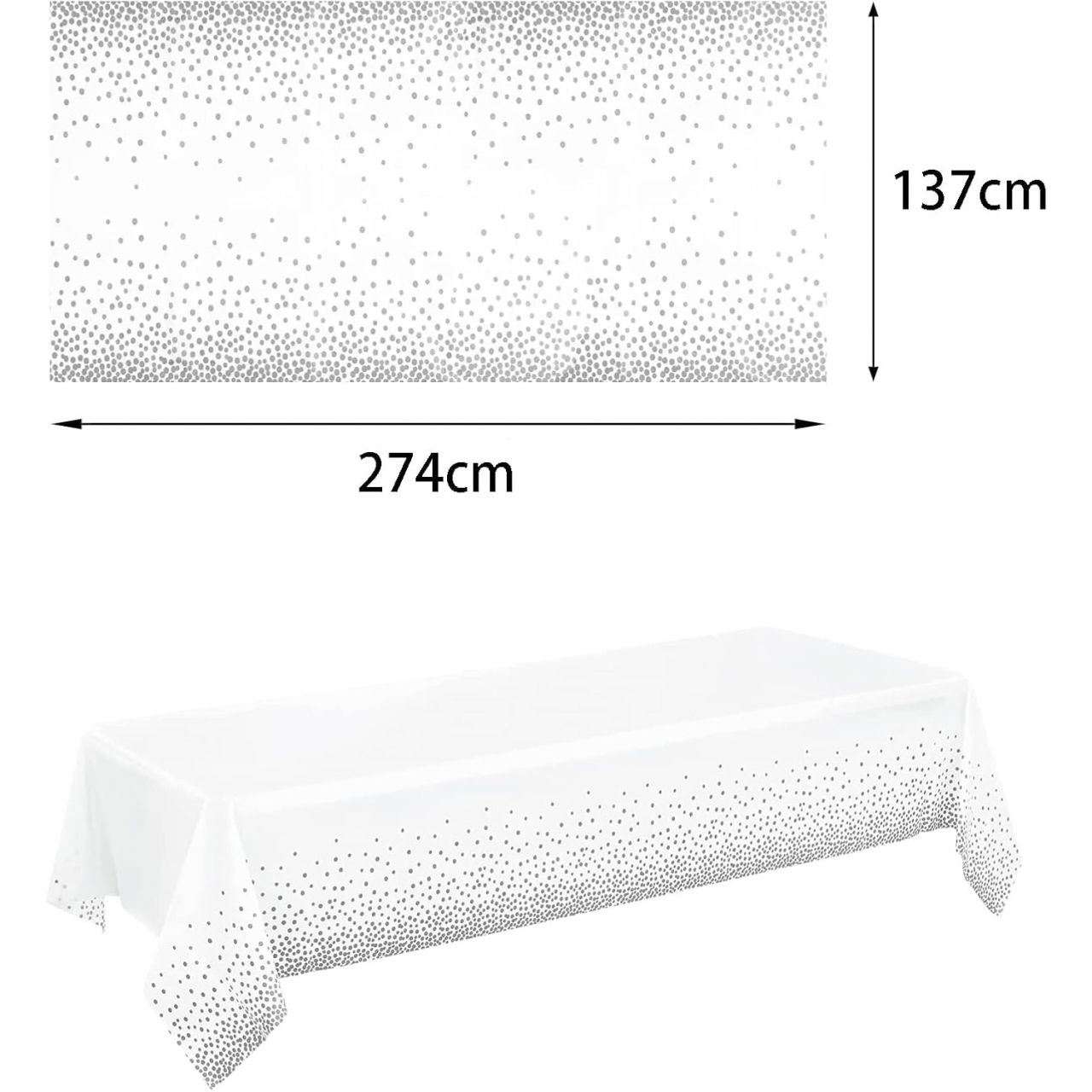 Fata de Masa, Flippy, din PEVA, Imprimeu Buline, 137 x 274 cm, Impermeabila, Fara Pete, Curatare Rapida, Gri [5]