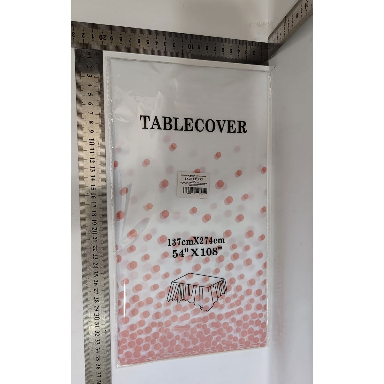 Fata de Masa, Flippy, din PEVA, Imprimeu Buline, 137 x 274 cm, Impermeabila, Fara Pete, Curatare Rapida, Roz [7]