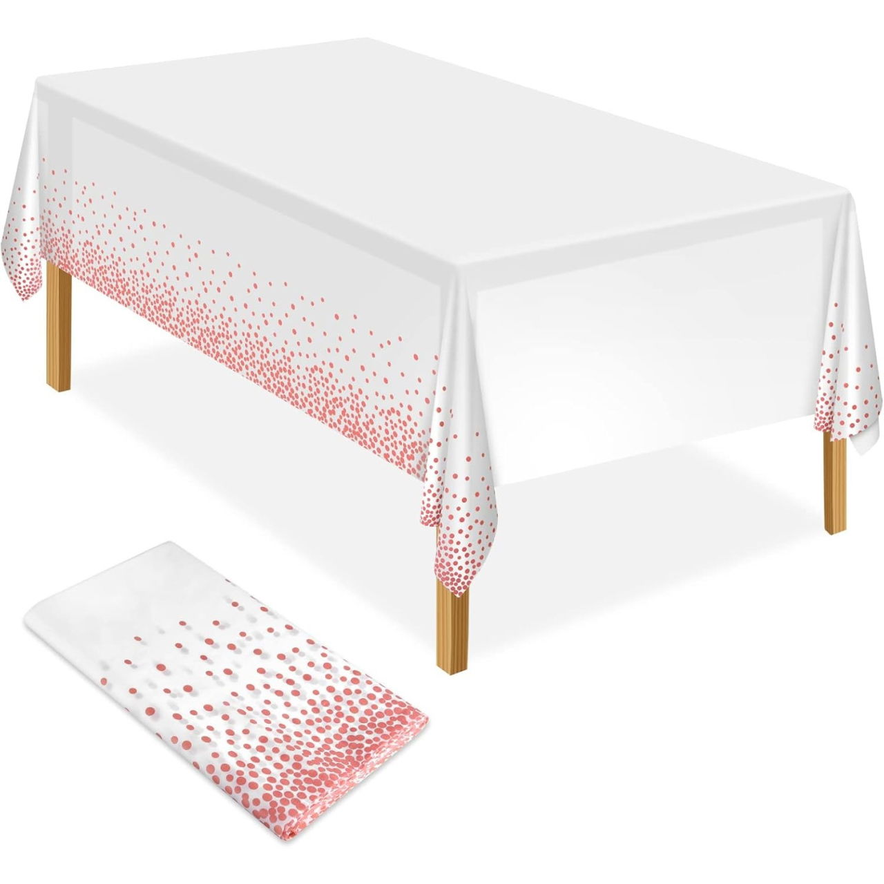 Fata de Masa, Flippy, din PEVA, Imprimeu Buline, 137 x 274 cm, Impermeabila, Fara Pete, Curatare Rapida, Roz Gold [6]