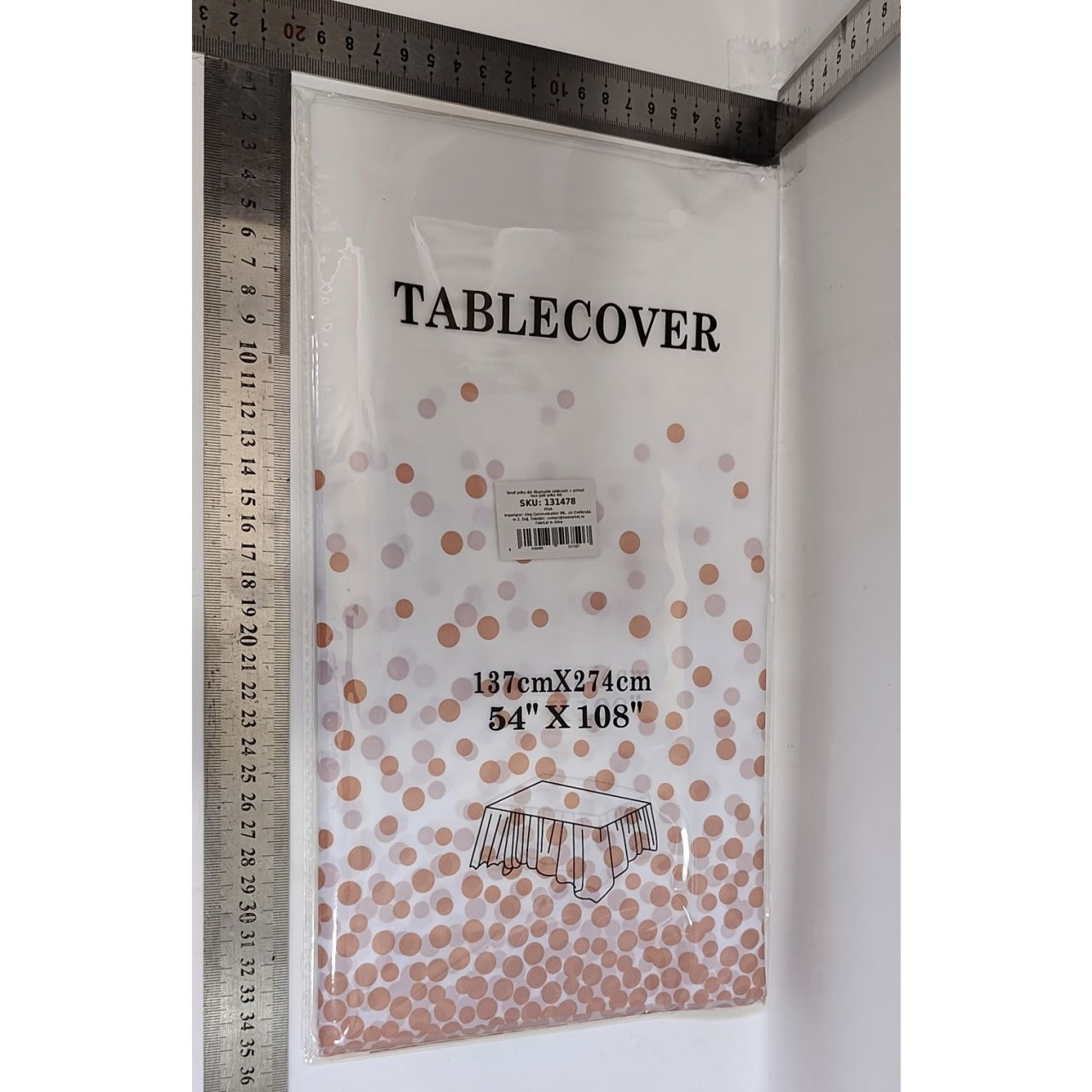 Fata de Masa, Flippy, din PEVA, Imprimeu Buline, 137 x 274 cm, Impermeabila, Fara Pete, Curatare Rapida, Roz Gold [7]