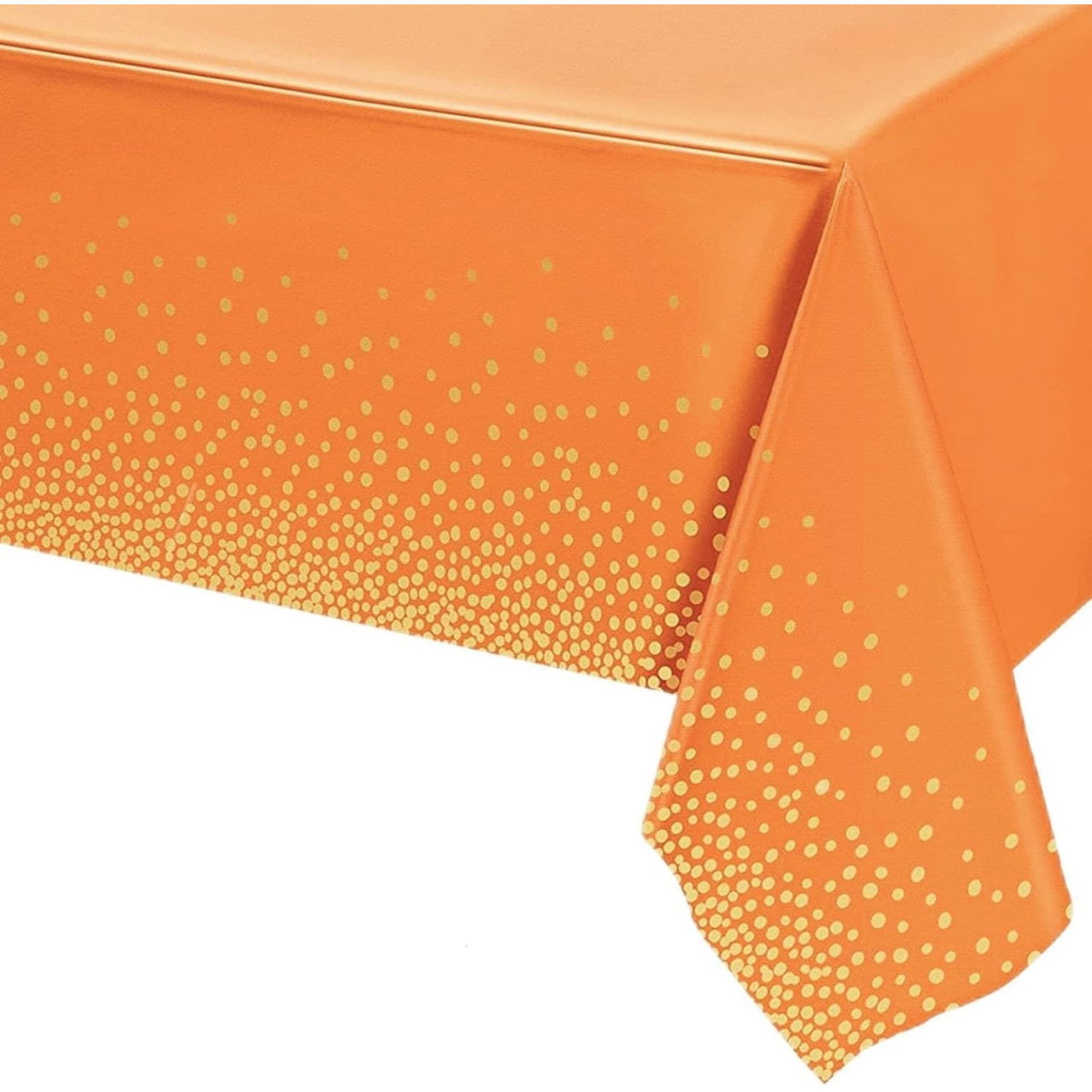 Fata de Masa, Flippy, din PEVA, Imprimeu Buline Aurii, 137 x 274 cm, Impermeabila, Fara Pete, Curatare Rapida, Portocaliu [1]