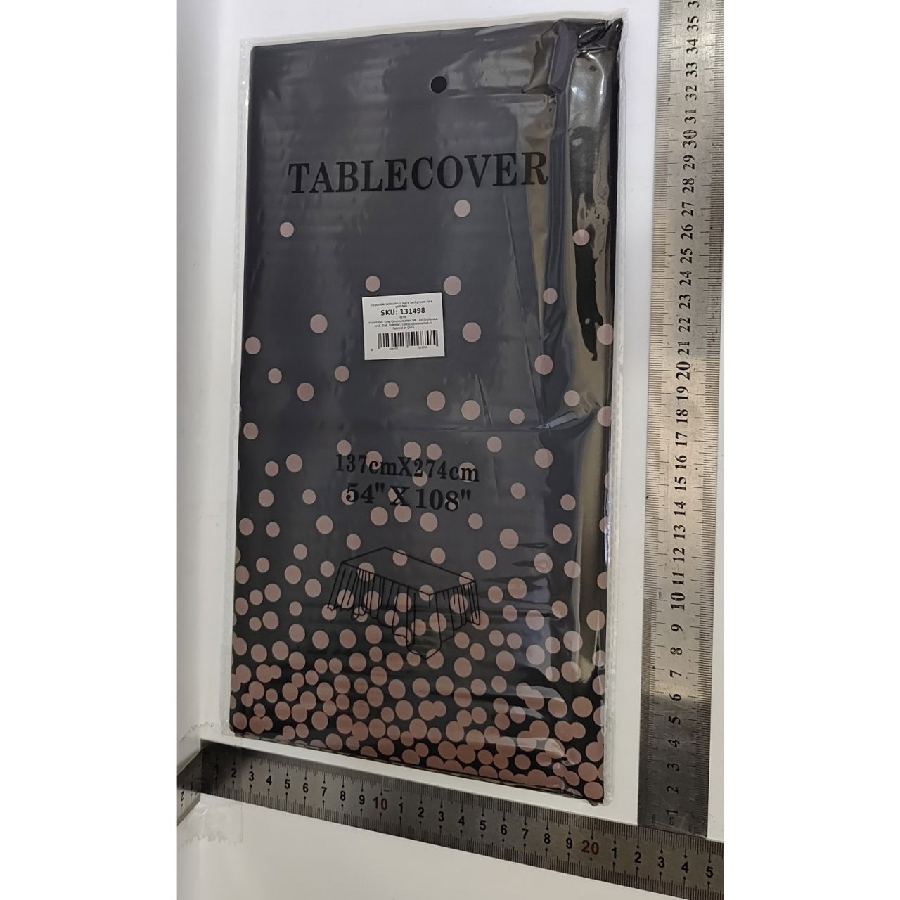 Fata de Masa, Flippy, din PEVA, Imprimeu Buline Roz, 137 x 274 cm, Impermeabila, Fara Pete, Curatare Rapida, Negru [3]