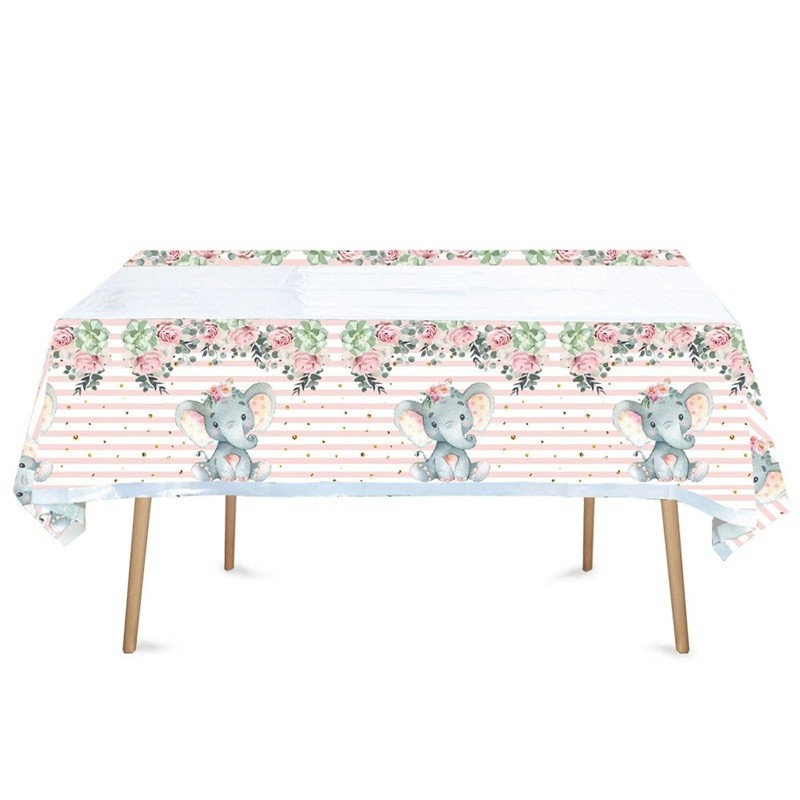 Fata de Masa, Flippy, din Plastic, Imprimeu Elefanti, 180 x 108 cm, Roz [1]