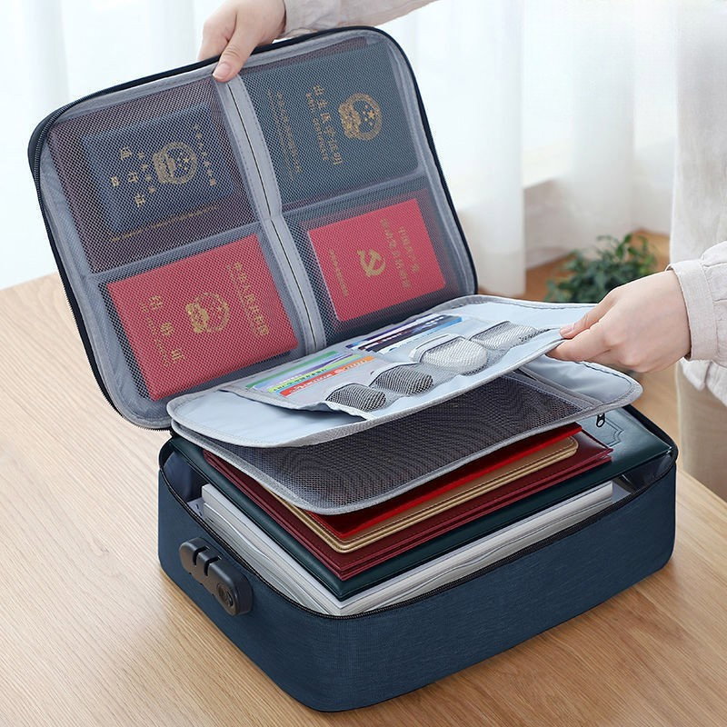 Geanta Flippy pentru Depozitare Acte si Documente, Facturi, Carduri, cu Cod de Securitate, 2 Compartimente, Impermeabila, 37 x 10.5 x 27 cm, Albastru Marin [9]