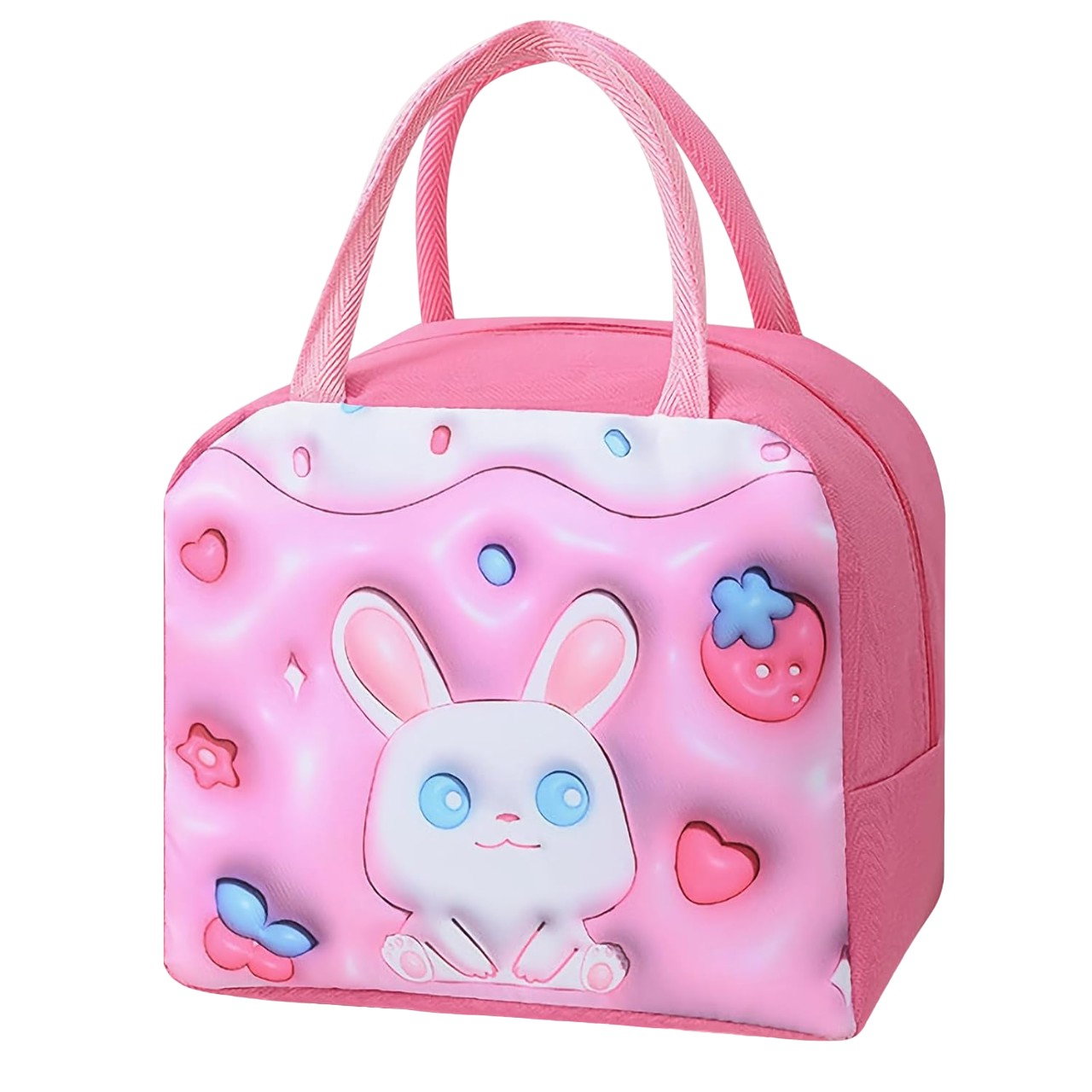 Geantă Frigorifică, Flippy, cu Desene Animate 3D, Portabilă pentru Copii, de Prânz, din Pânză Oxford, 23x13x19 cm, Model Iepuras, Roz [1]