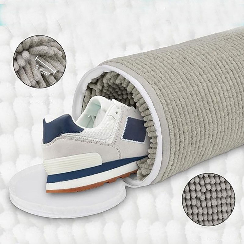 Geanta pentru Spalare Incaltaminte, Flippy, pentru Masina de Spalat, cu Fibre Pufoase in Interior, cu Fermoar, Curatare 360 de Grade, 39x19 cm, Gri deschis [3]