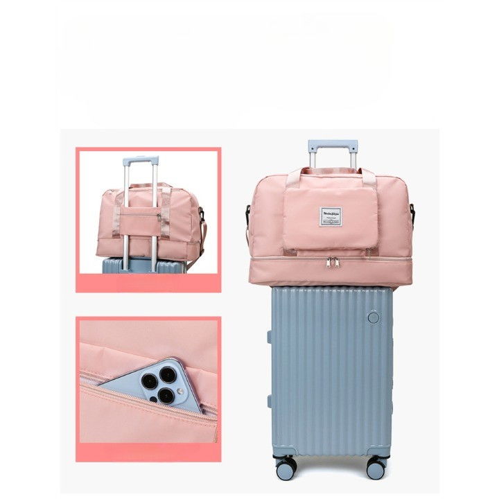 Geanta Pliabila, Flippy, pentru Voiaj, Buzunare Multiple, de Mana, Impermeabila, Material Textil, Capacitate 8 Kg, Dimensiune Deschisa 42x28x10 cm, Roz [14]