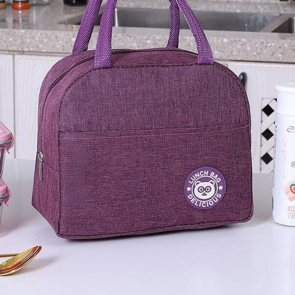 Geanta Termica pentru Pranz, Flippy, Multifunctionala, Compartimentata, Impermeabila, cu Manere, Buzunar Exterior, 22x14x19 cm, Mov [4]