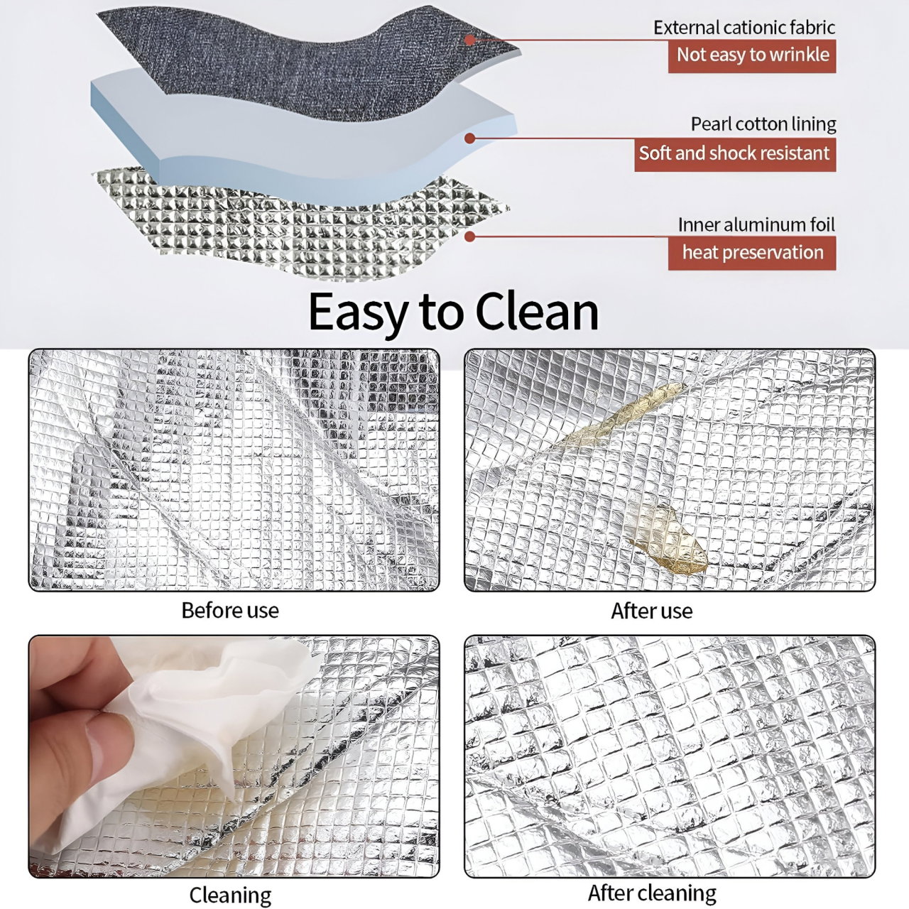 Geanta Termoizolanta Tip Bento Bag Flippy, Camping Cooler, Aluminiu, 22.5x13x25,5 cm, 3.3 L, Negru [3]