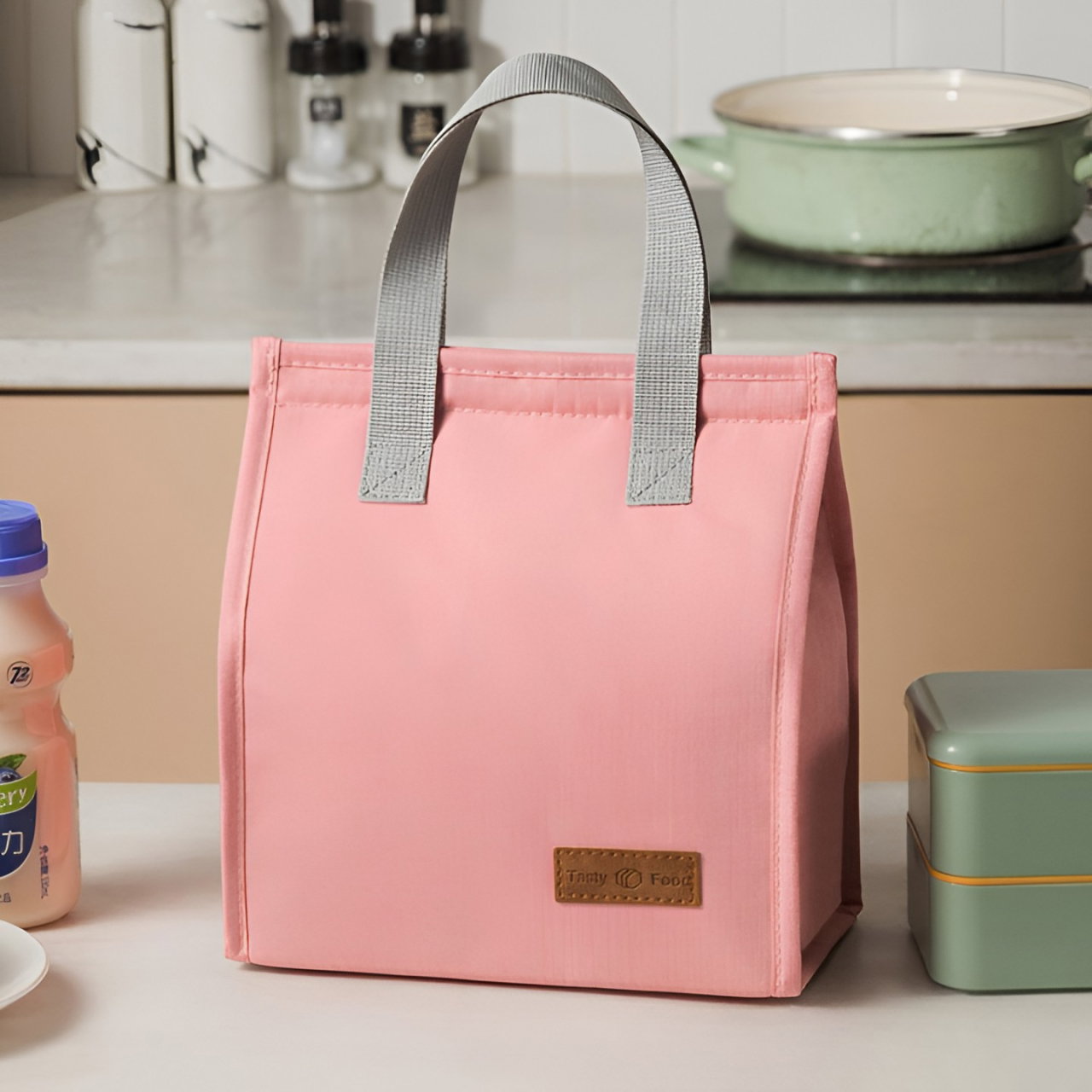 Geanta Termoizolanta Tip Bento Bag Flippy, Camping Cooler, Aluminiu, 22.5x13x25,5 cm, 3.3 L, Roz [4]