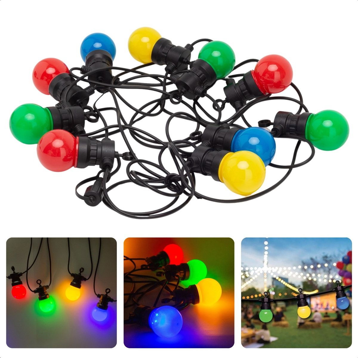 Ghirlanda Luminoasa, Flippy, fara Transformator, 10 m, 20 LED-uri Model Bulb, Interconectabila, IP65, Multicolor [3]