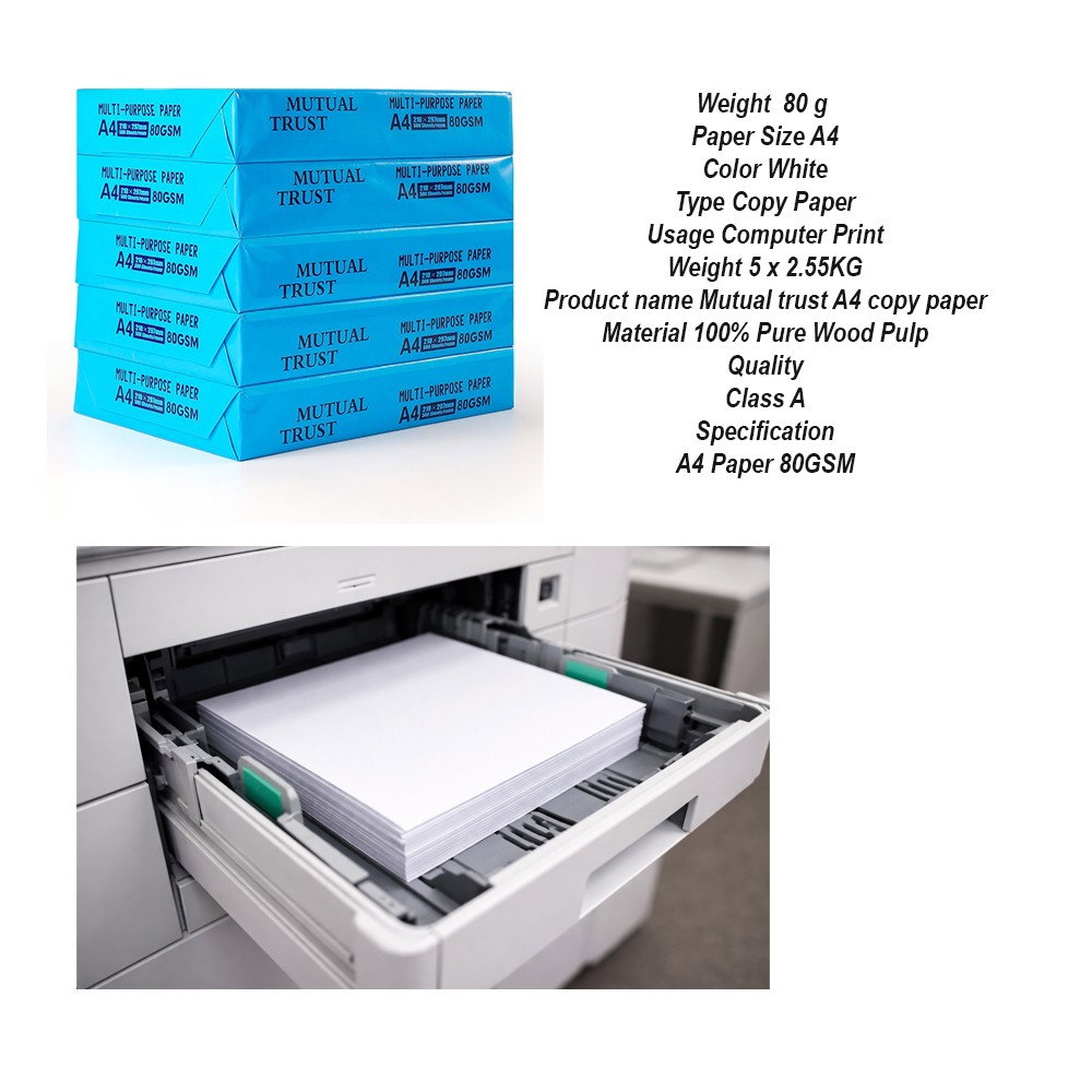Hartie Copiator A4 Mutual Trust, Flippy, 80 g/mp, 5 topuri x 500 coli/top (2500 coli), 210 x 297 mm, Hartie Multifunctionala pentru Imprimanta si Copiator, Hartie Universala pentru Birou [6]
