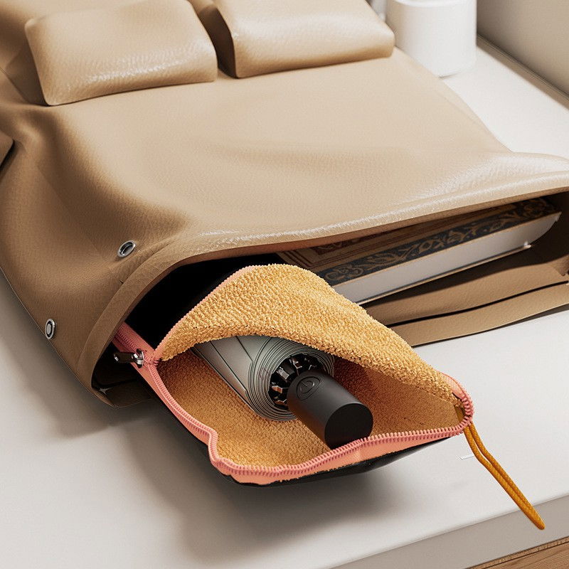 Husa Depozitare Umbrela, Flippy, Impermeabila, Interior Microfibra, cu Fermoar, 28 x 12 cm, Negru/Portocaliu [8]