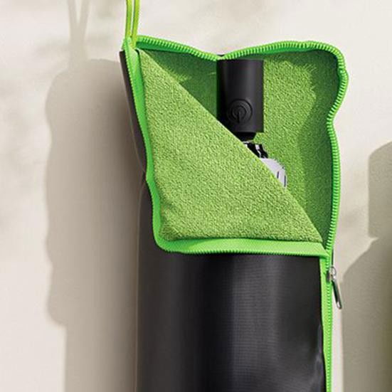 Husa Depozitare Umbrela, Flippy, Impermeabila, Interior Microfibra, cu Fermoar, 28 x 12 cm, Negru/Verde [2]