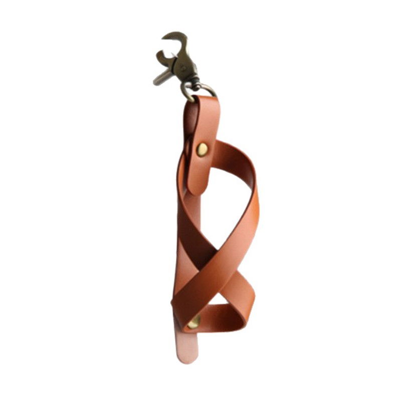 Husa pentru Kendama, Flippy, Husa de Depozitare pentru Kendama, din Piele Ecologica, Catarama cu Agatare pentru Transportare, Model Breloc 8, 12 x 6 cm, Maro deschis [1]