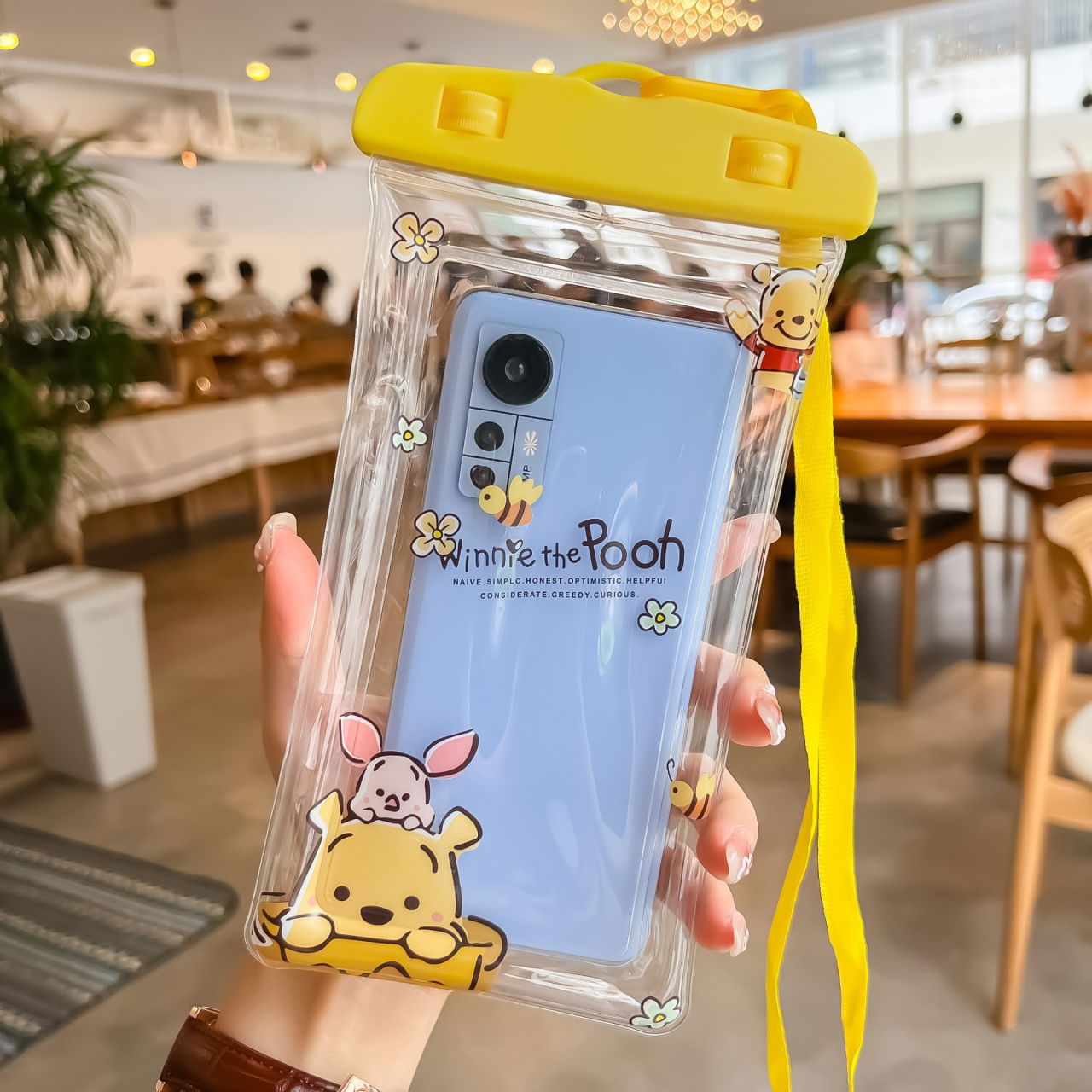 Husa subacvatica Kids Waterproof Flippy, Snowproof, Universala, cu Snur, pentru telefon sau documente, Bear, Galben [3]