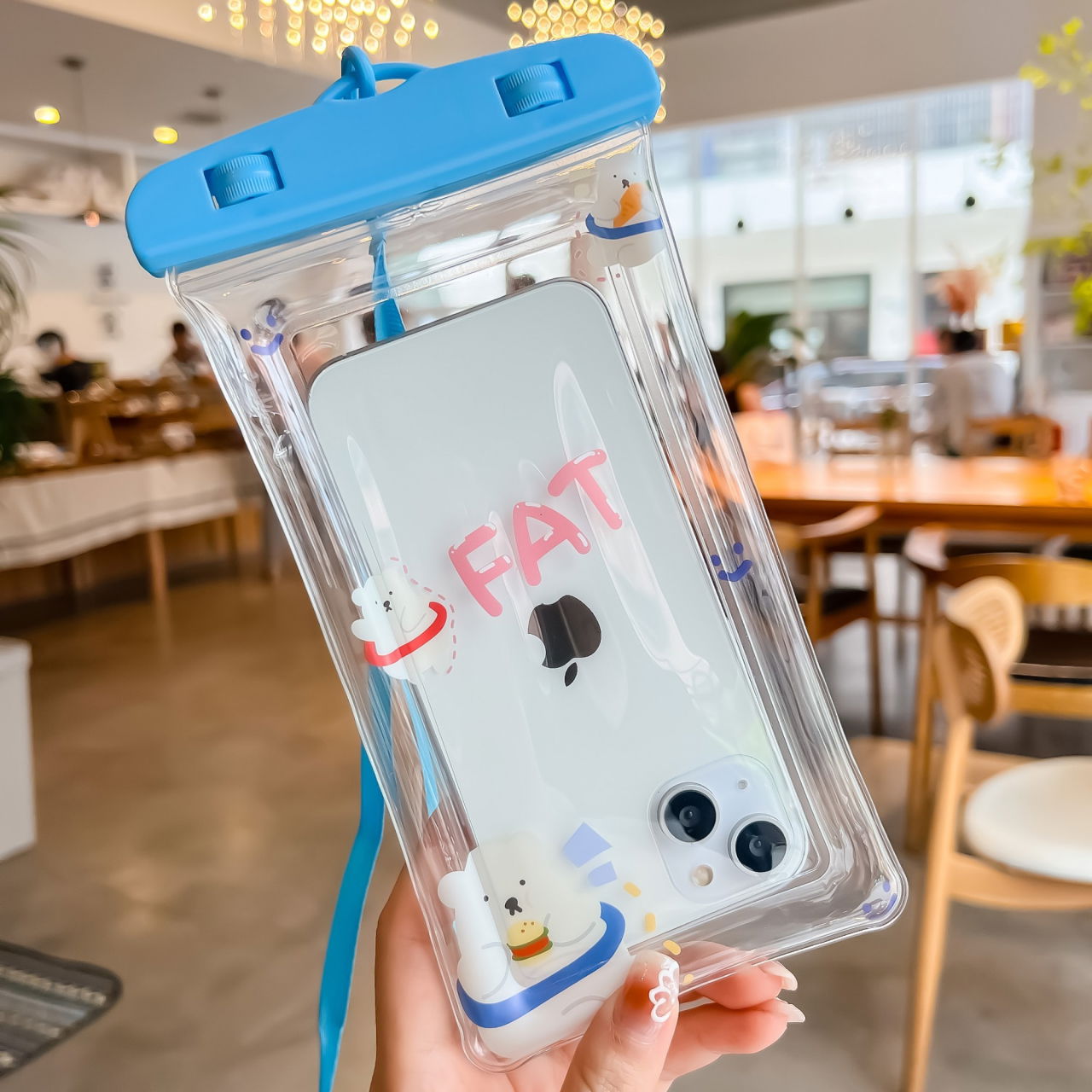 Husa subacvatica Kids Waterproof Flippy, Snowproof, Universala, cu Snur, pentru telefon sau documente, Bears, Albastru [3]