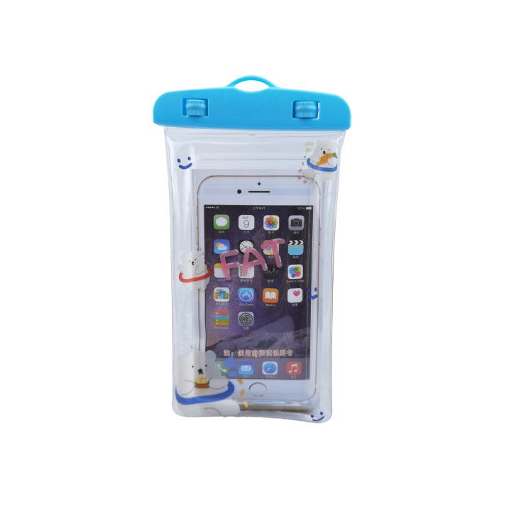 Husa subacvatica Kids Waterproof Flippy, Snowproof, Universala, cu Snur, pentru telefon sau documente, Bears, Albastru [1]
