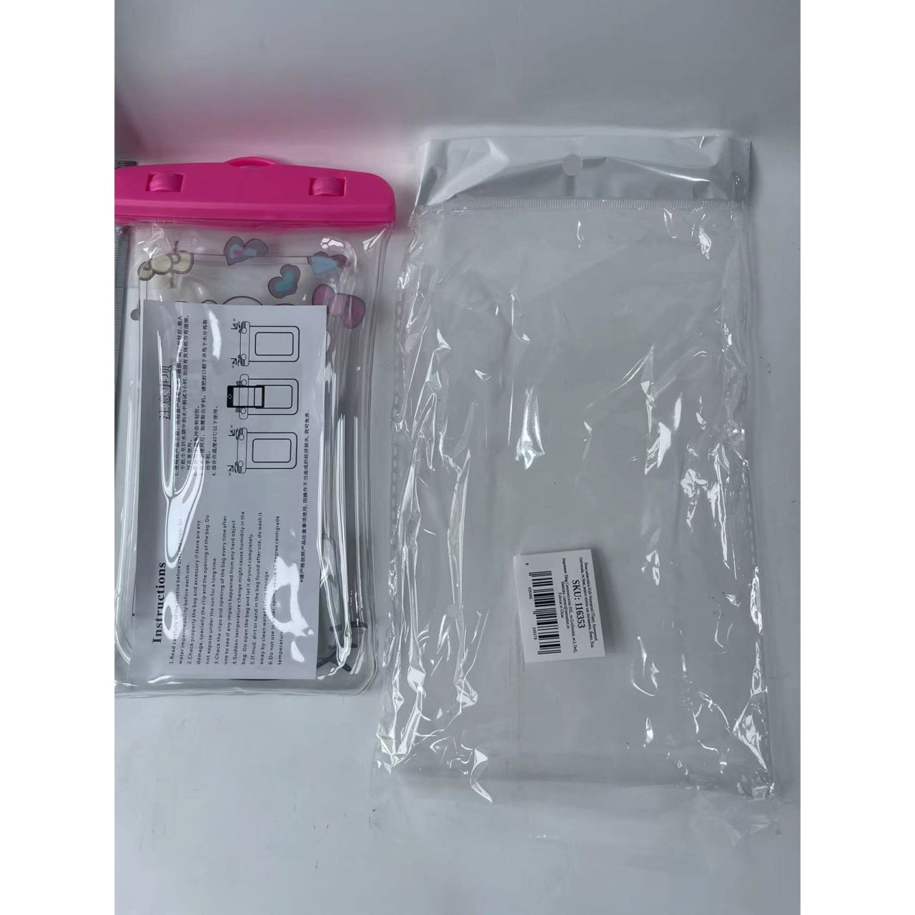 Husa subacvatica Kids Waterproof Flippy, Snowproof, Universala, cu Snur, pentru telefon sau documente, Bears, Roz [4]