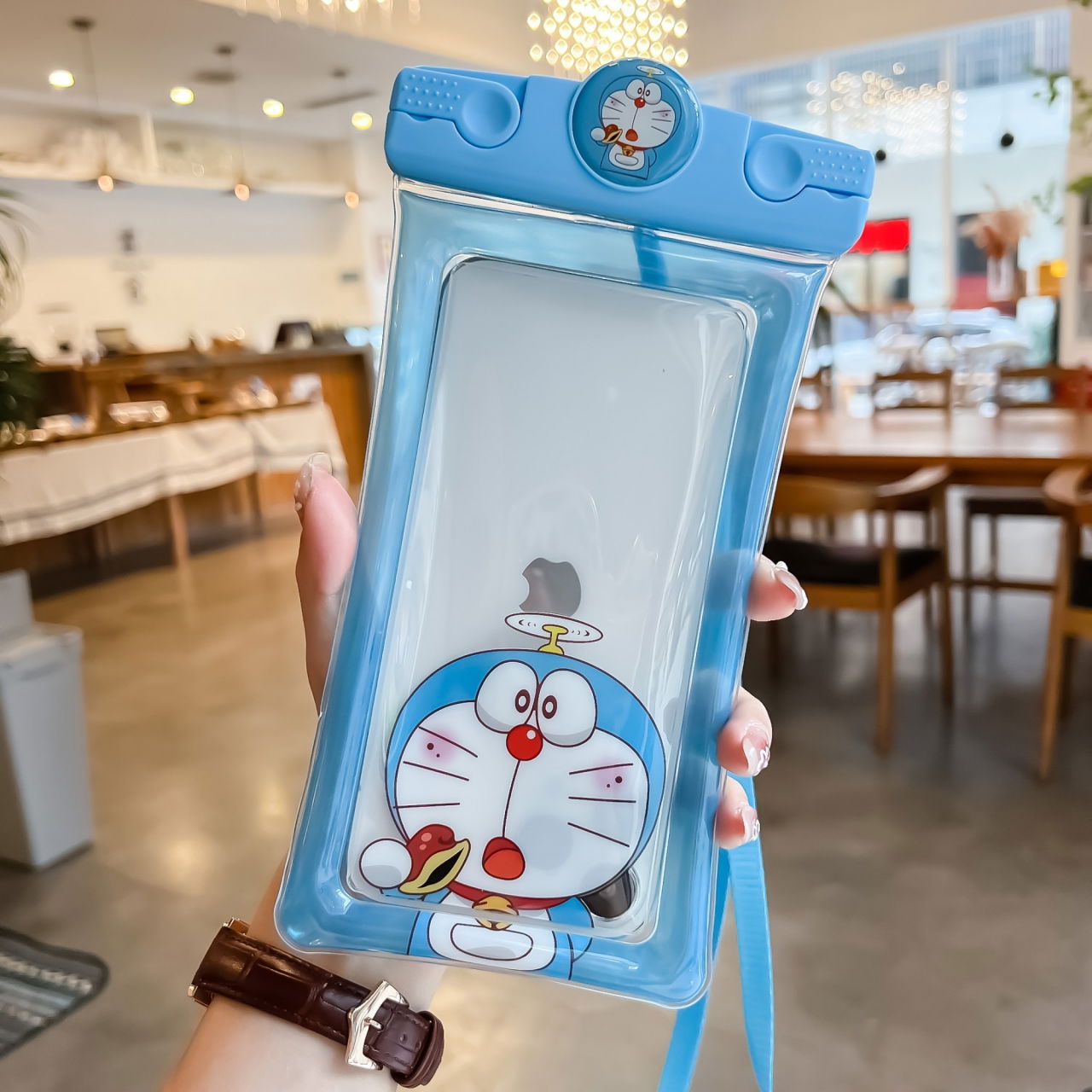 Husa subacvatica Mascot Waterproof Flippy, Snowproof, Universala, cu Snur, pentru telefon sau documente, Cat, Bleu [5]