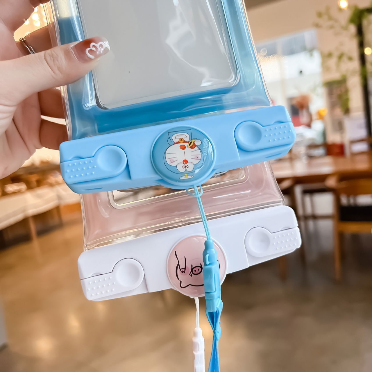 Husa subacvatica Mascot Waterproof Flippy, Snowproof, Universala, cu Snur, pentru telefon sau documente, Cat, Bleu [2]