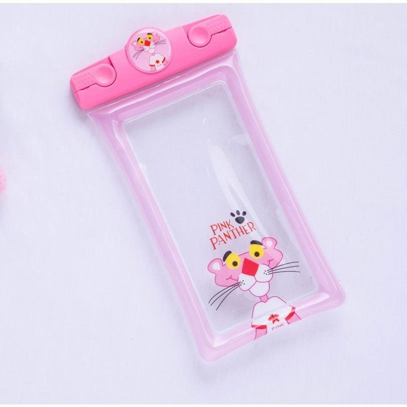 Husa subacvatica Mascot Waterproof Flippy, Snowproof, Universala, cu Snur, pentru telefon sau documente, Pantera, Roz [3]