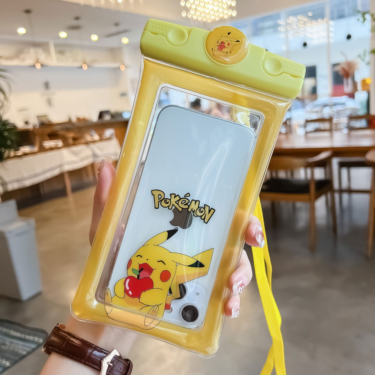 Husa subacvatica Mascot Waterproof Flippy, Snowproof, Universala, cu Snur, pentru telefon sau documente, Pika, Galben [2]