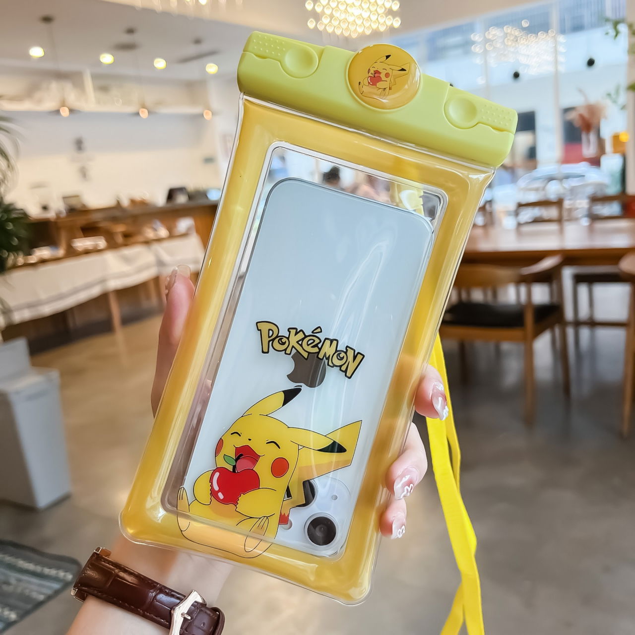 Husa subacvatica Mascot Waterproof Flippy, Snowproof, Universala, cu Snur, pentru telefon sau documente, Pika, Galben [5]