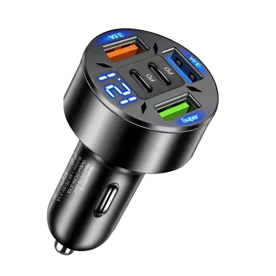 Incarcator Auto 5 in 1, Flippy, 3 x Port USB Fast Charge QC3.1 si 2 x Type C, PD 65W, Negru [6]