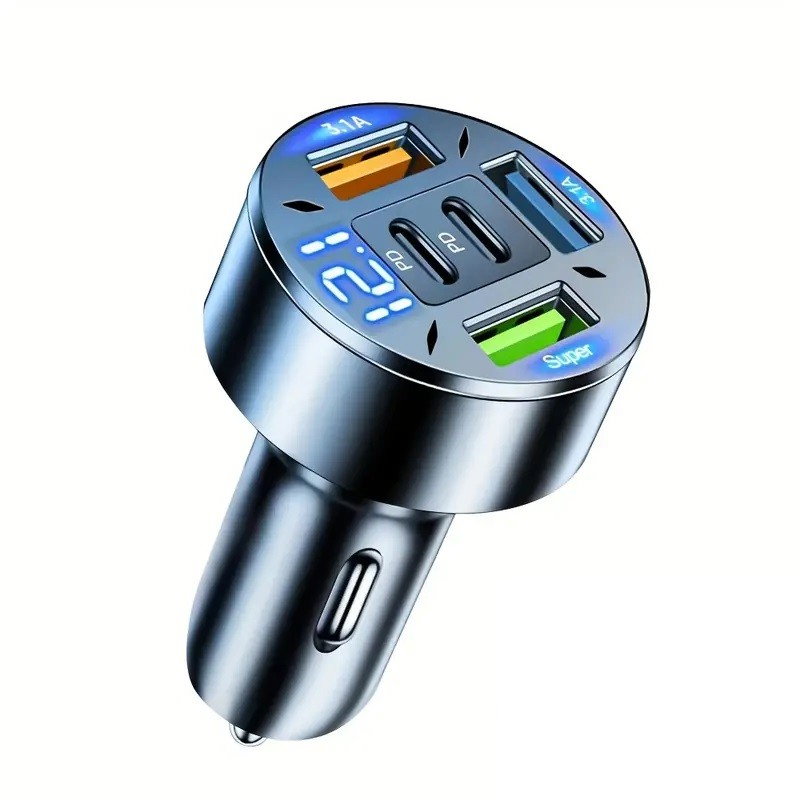 Incarcator Auto 5 in 1, Flippy, 3 x Port USB Fast Charge QC3.1 si 2 x Type C, PD 65W, Negru [1]