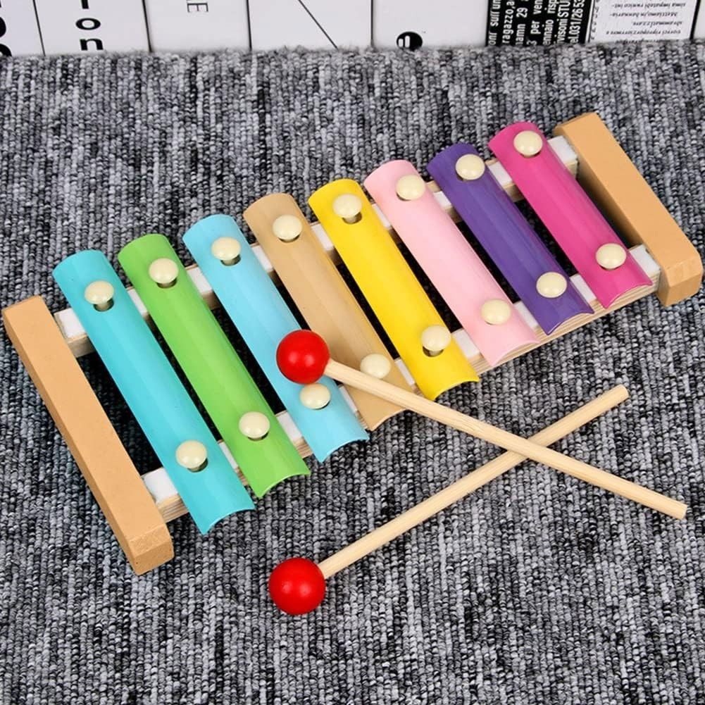 Instrument Muzical Xilofon Flippy, din Lemn, 8 Note Muzicale, 2 Bete de Percutie, 4-6 Ani, Multicolor Pastel [7]