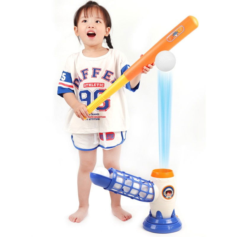 Joc de Baseball Interactiv, Lansator Flippy, Aruncare prin Buton de Lansare pe Bata, Include Bata si 5 Mingii, 37 x 23 x 16 cm Baza, 59 cm Bata, Multicolor [7]