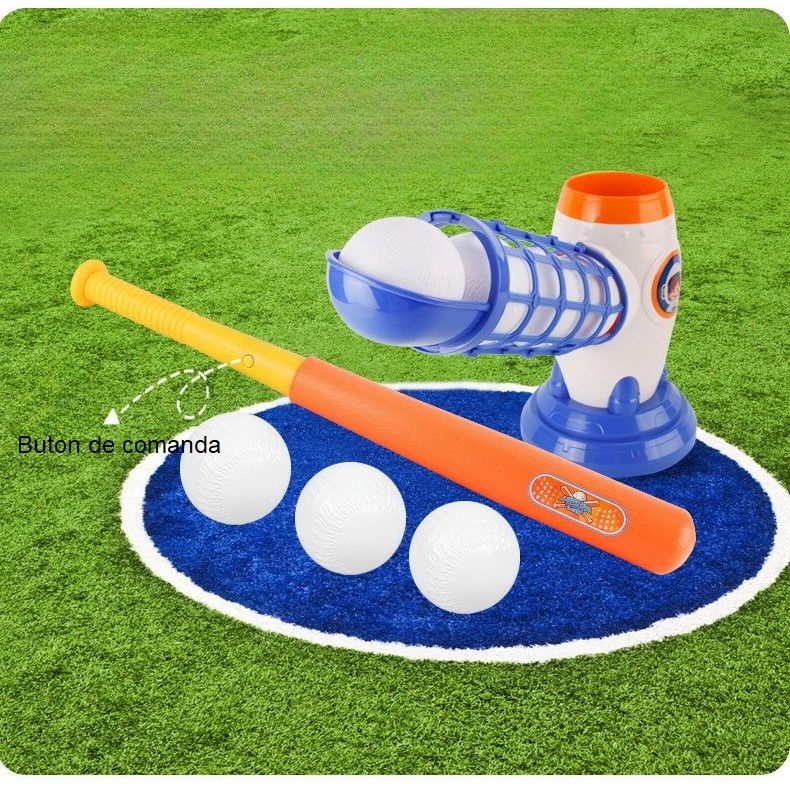 Joc de Baseball Interactiv, Lansator Flippy, Aruncare prin Buton de Lansare pe Bata, Include Bata si 5 Mingii, 37 x 23 x 16 cm Baza, 59 cm Bata, Multicolor [4]