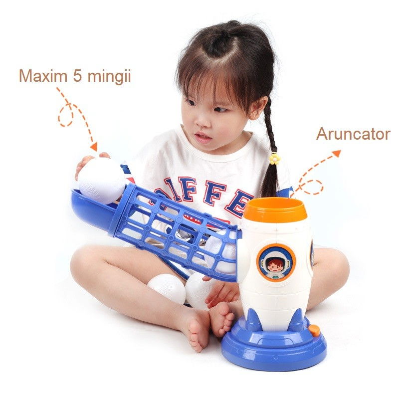 Joc de Baseball Interactiv, Lansator Flippy, Aruncare prin Buton de Lansare pe Bata, Include Bata si 5 Mingii, 37 x 23 x 16 cm Baza, 59 cm Bata, Multicolor [6]