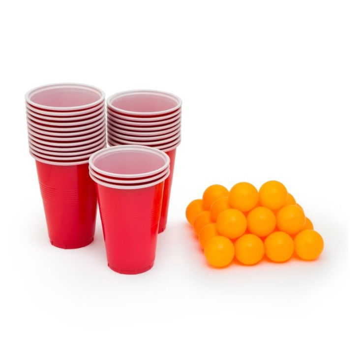 Joc de baut Beer Pong Flippy, 24 Pahare, 24 Mingi, material plastic, reutilizabil, portabil, rosu [1]