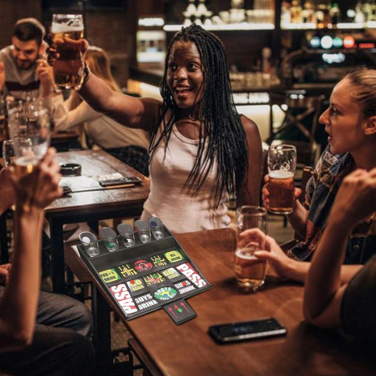 Joc de baut cu banuti Flippy, Pahare de Shot din Sticla Incluse, distractiv si interactiv, 23x28 cm, multicolor [6]