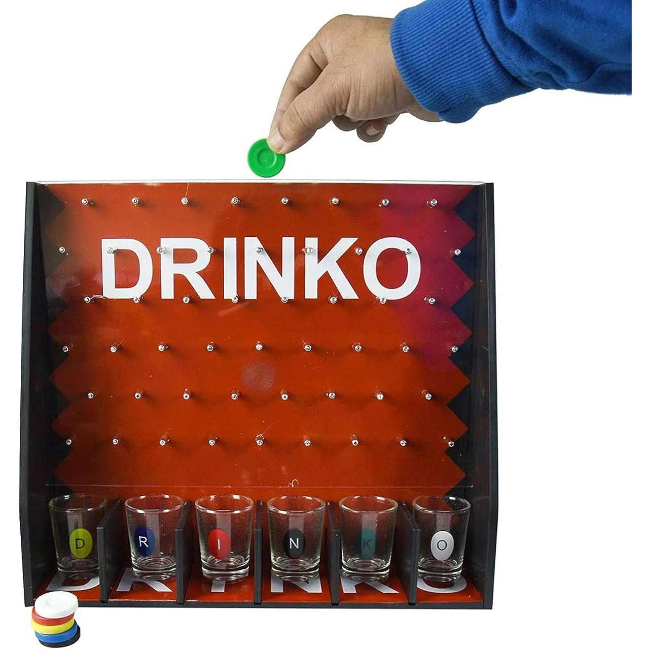 Joc de Baut Gravitational Flippy, pentru Petreceri, Interactiv, pana la 6 Jucatori, Pahare de Shot Incluse, 25.5 x 6.7 x 27.5 cm, Rosu [6]