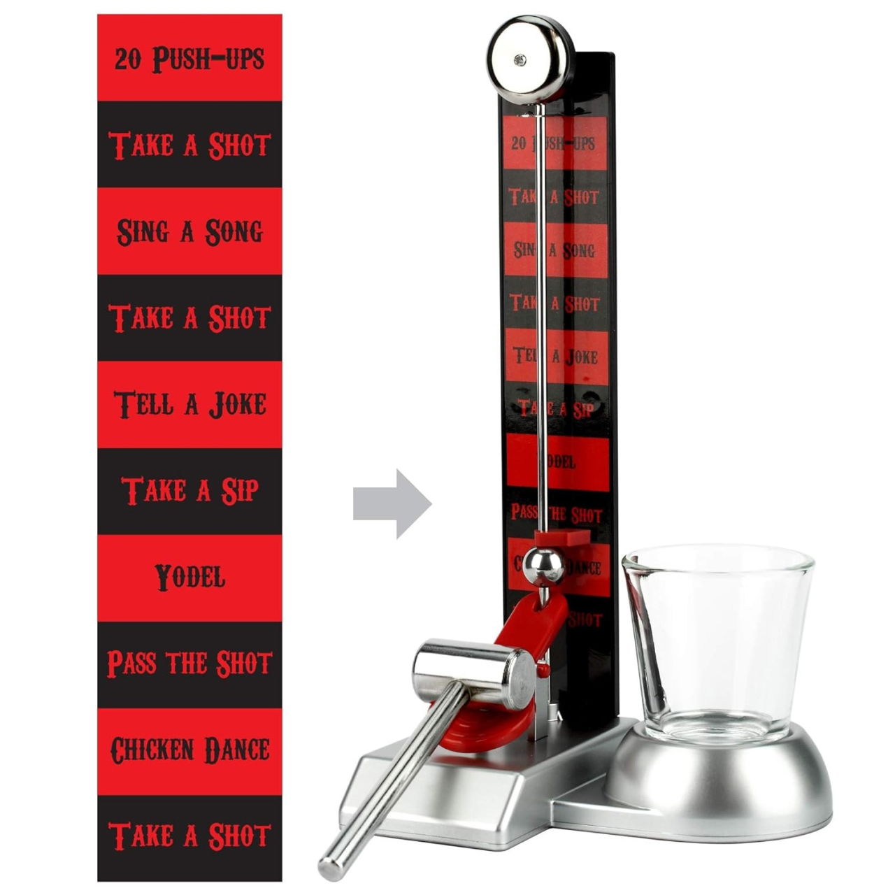 Joc de baut Hammershot cu Pahar Shot Flippy, 22 cm, Material Sticla, Plastic, Fier, Multicolor [6]