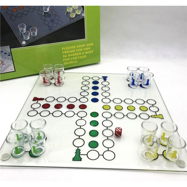 Joc de baut, Nu te supara frate, Flippy, cu pahare de shot din sticla, 30x30 cm, multicolor [2]