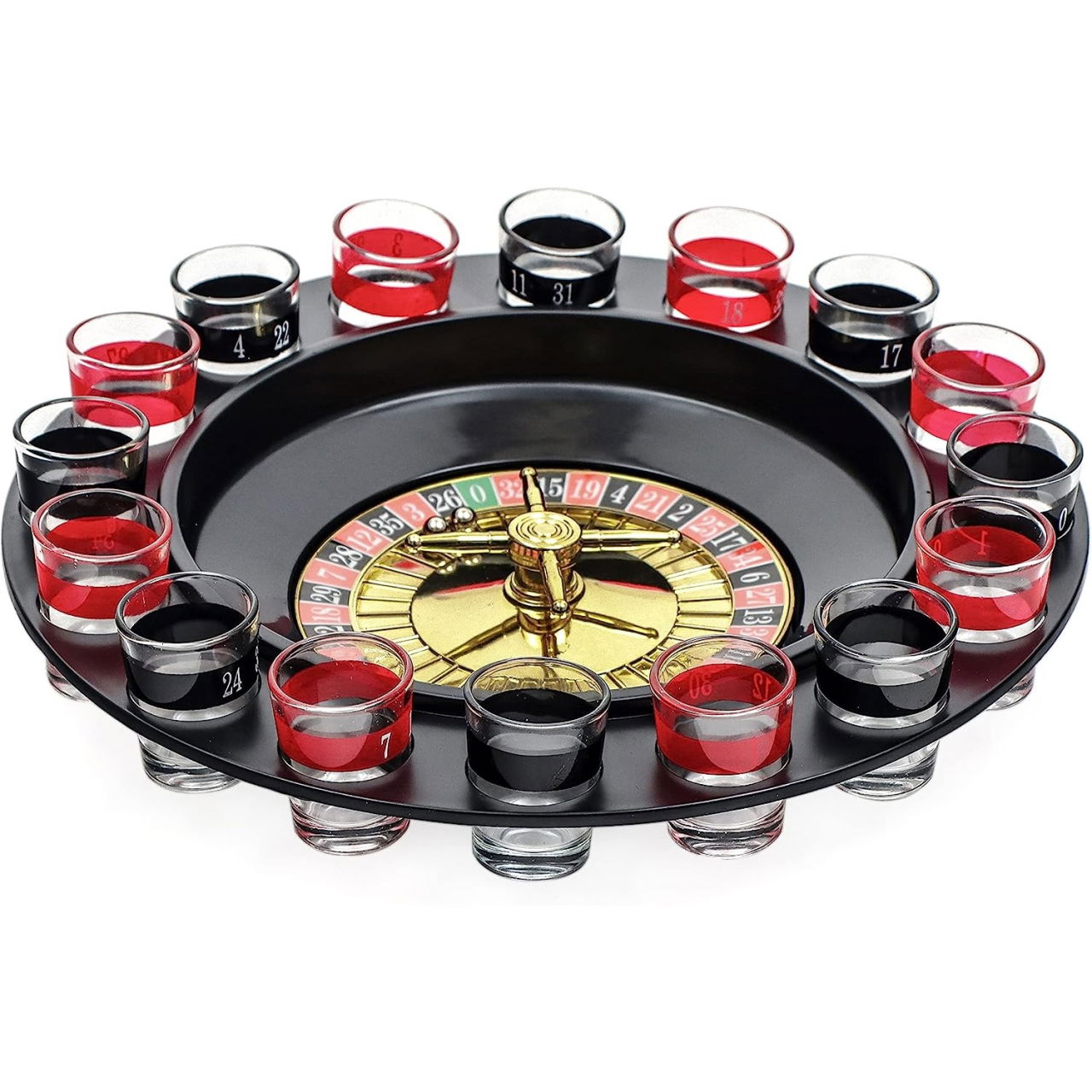 Joc de Baut Ruleta cu Pahare de Shot Flippy, 30 cm, Rosu/Negru [1]