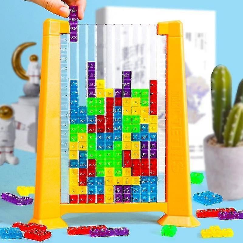 Joc de inteligenta Tetris puzzle tangram Flippy, 70 de piese multicolore, 3D, montessori, interactiv, din plastic, zar inclus, sac depozitare piese, varsta peste 6 ani, 23 x 19.8 x 5 cm, cadru galben [8]