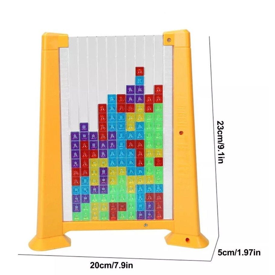 Joc de inteligenta Tetris puzzle tangram Flippy, 70 de piese multicolore, 3D, montessori, interactiv, din plastic, zar inclus, sac depozitare piese, varsta peste 6 ani, 23 x 19.8 x 5 cm, cadru galben [6]