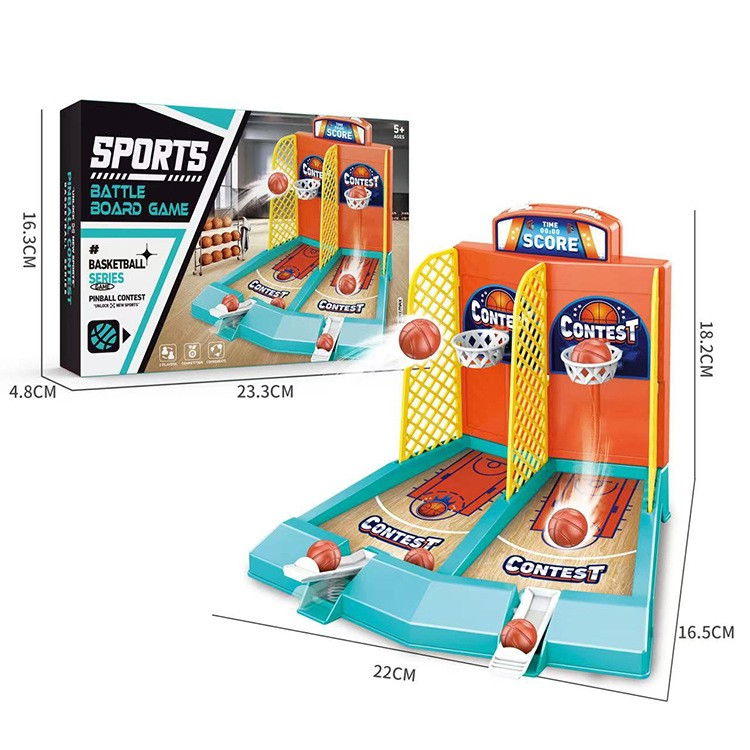 Joc de Masa Mini Baschet Interactiv pentru Copii, Flippy, pentru 2 Jucatori, 6 Mingi Incluse, 22x16.5x18.2 cm, Multicolor [4]