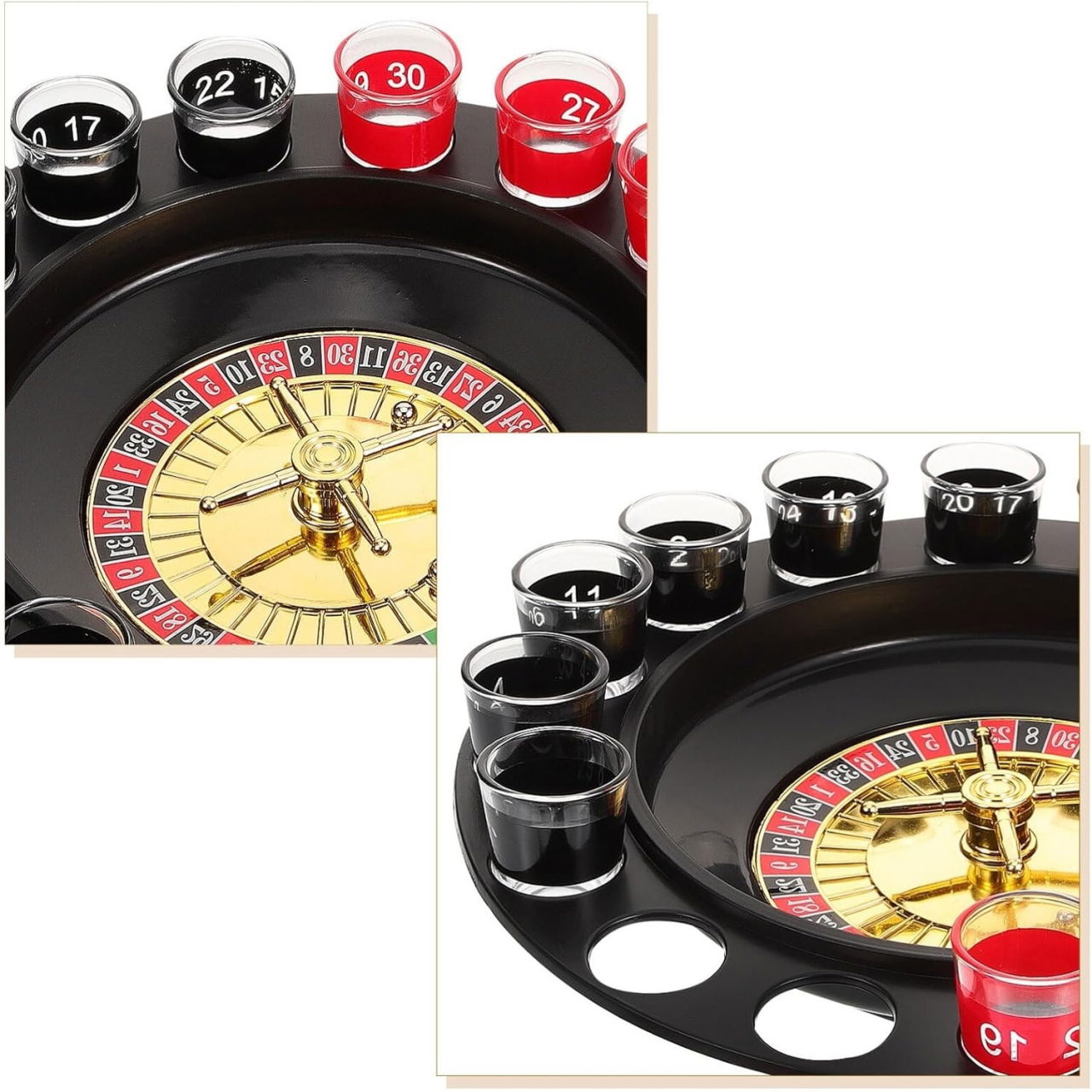 Joc de Ruleta Flippy, cu Pahare de Shot si Plansa de Joc Blackjack, 31 cm, Multicolor [5]